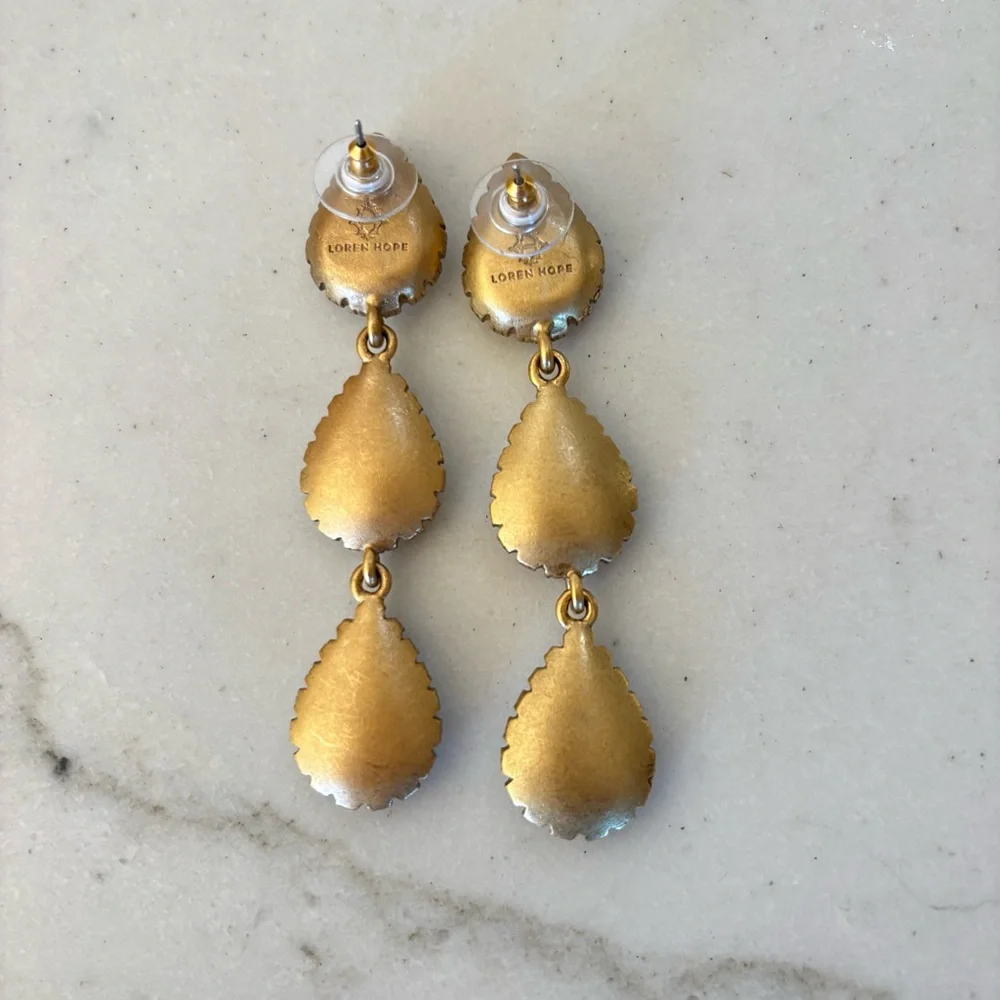 Loren Hope Crystal Drop Pendant Earrings 3” - Picture 4 of 6